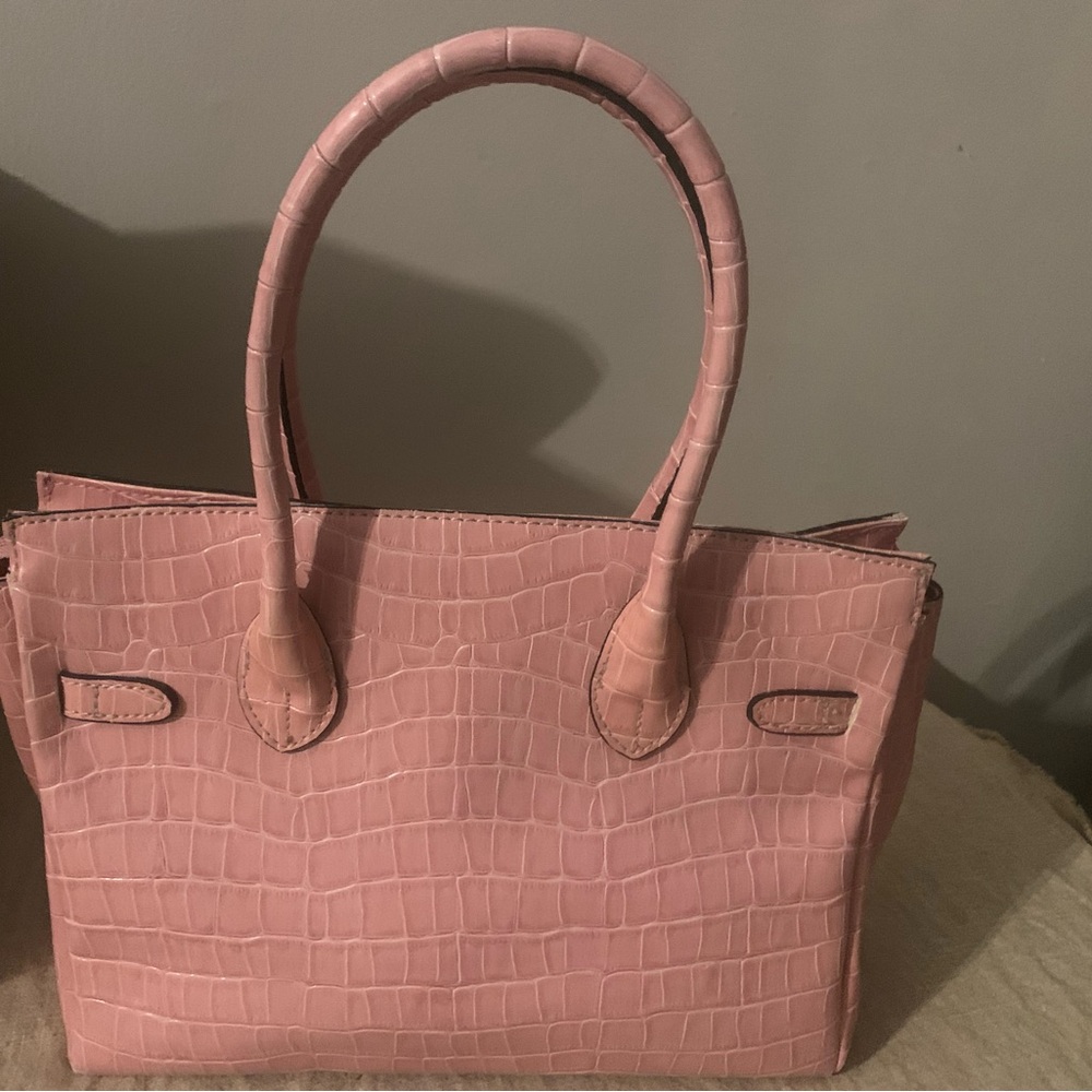 Faux Pink crocodile Berkin Style Tote - Picture 2 of 4